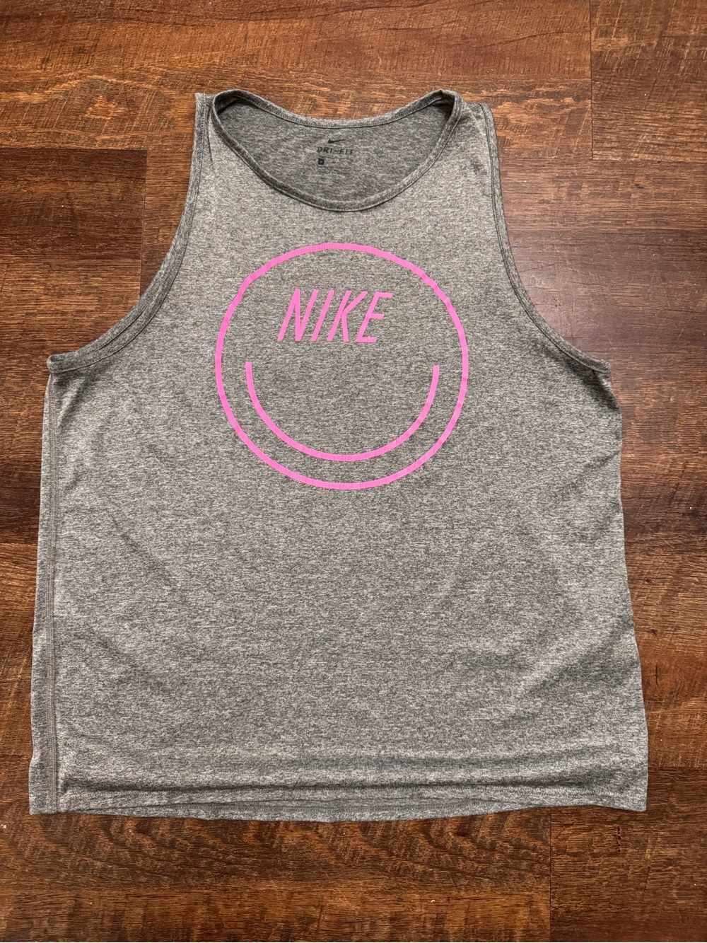 Nike Dri-FIT Gray Pink Logo Racerback Workout Tank Top Women’s Medium EUC